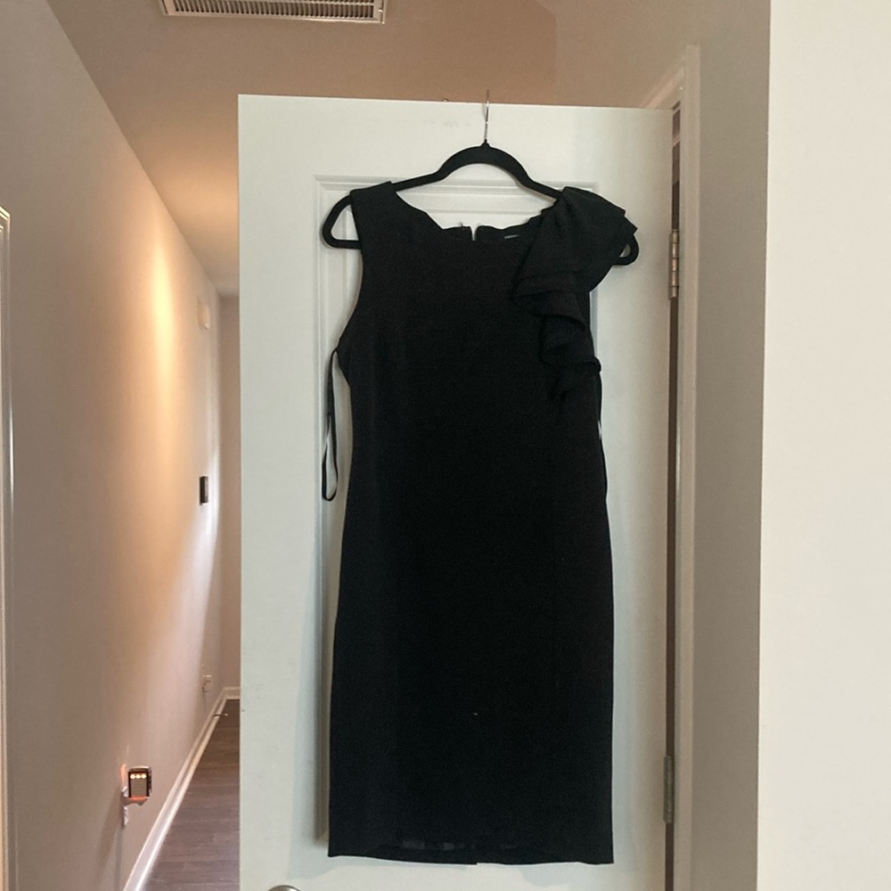 Premise Elegant Black Dress one sleeve ruffle size 4